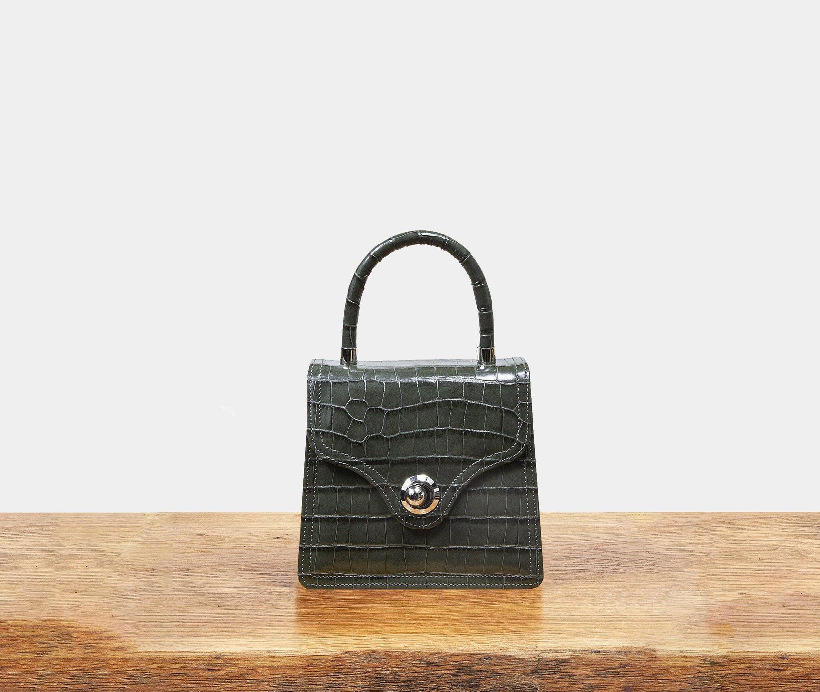 Lady Bag - Forest Grey Croc - RATIO ET MOTUS 