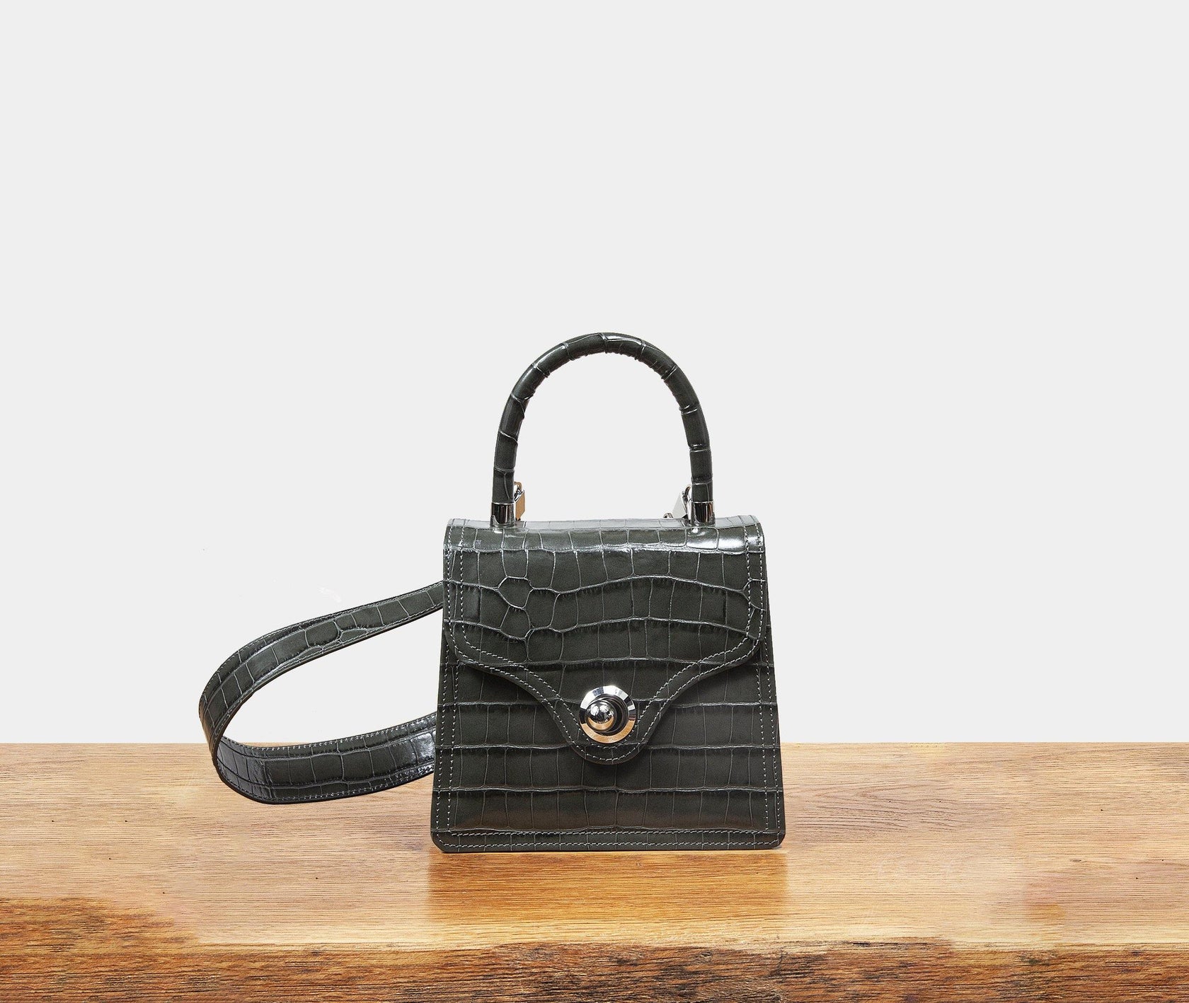 Lady Bag - Forest Grey Croc - RATIO ET MOTUS 